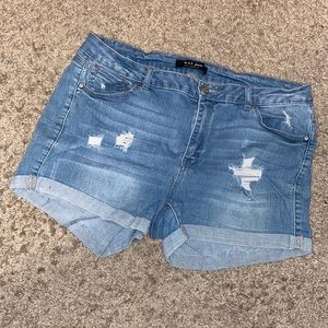 Ripped jean shorts